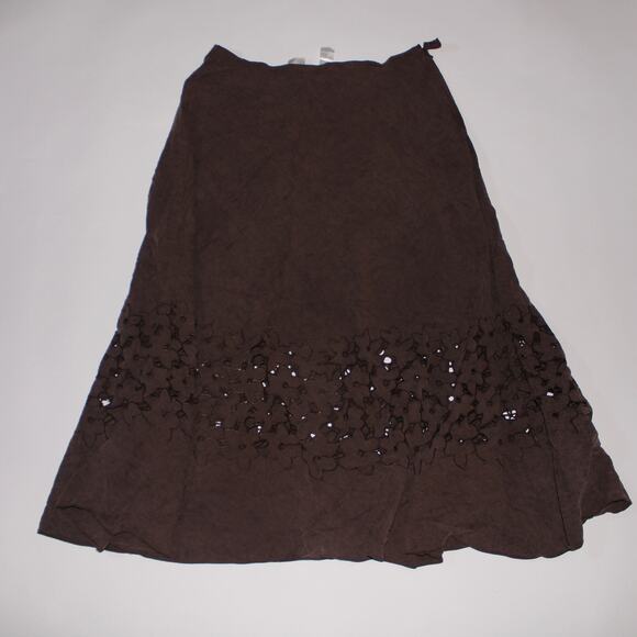 Y2K Jones New York Brown Maxi Skirt With Floral Details Size 12 - Picture 1 of 5